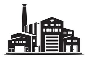 Factory Building Silhouette Illustration for Industrial Projects vector