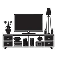 Television Stand Silhouette Illustration For Home Entertainment Designs vector