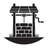 Classic Wishing Well Illustration with Bricks and Wooden Structure vector