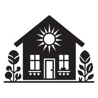 Cozy House with Sun Illustration Symbolizing Home and Comfort vector