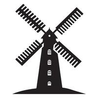 Silhouette Illustration Of Traditional Windmill For Power Generation Architecture vector