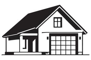House With Garage A silhouette Illustration of Home Architecture Design vector
