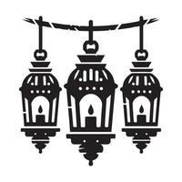 Elegant Lanterns Silhouette Hanging Decoration Ornamental Lighting Design vector