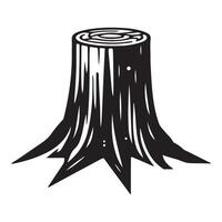 Rustic tree stump trunk isolated in forest plant illustration vector