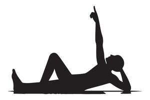 Silhouette of Reclining Man Contemplative Pose and Relaxed vector