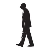 Silhouette of An Old Man Walking with a Stooped Posture vector