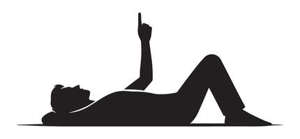 Silhouette of Person Lying Down Pointing Finger for Guidance vector