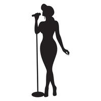 Vintage Diva with Microphone Silhouette Captivating Vocal Performance Illustration vector