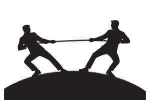 Silhouette Tug of War Illustration for Teamwork and Competition Concepts vector