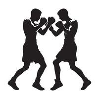 Dynamic Boxing Match Silhouette Illustration Two Boxers Fighting Intensely vector