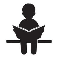 Silhouette of Child Engrossed in Reading a Book for Education vector