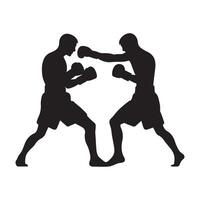 Boxing silhouette fighters sport match training illustration image vector