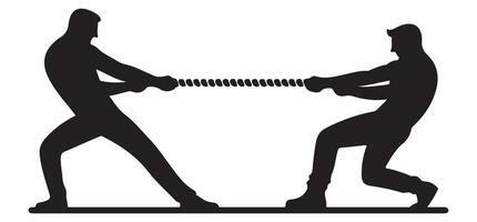 Silhouette of Tug of War Displaying Strength and Competition vector