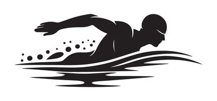 Swimming Silhouette of Athlete Showcasing Butterfly Stroke Technique vector