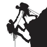 Mountaineering Silhouette Captures Climbing Collaboration and Teamwork vector