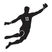 Goalkeeper Silhouette Illustration in Action Ready to Save Ball vector