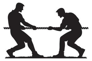 Intense Tug of War Silhouette Competition Power and Teamwork vector