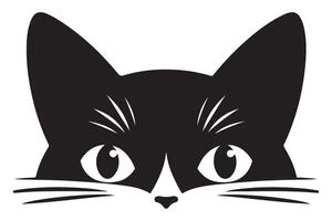Silhouette of Cat Peeking over Ledge with Intense Eyes vector