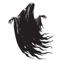 Eerie Silhouette Ghost Floating in the Night Illustration vector