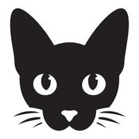Silhouette of Cat Face with Large Eyes and Triangle Nose vector