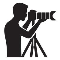 Silhouette of Photographer with Camera and Tripod Illustration vector