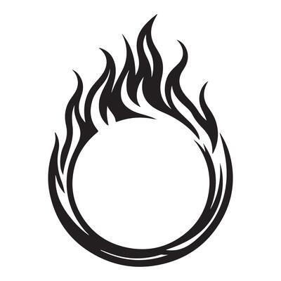 Ring of Fire Silhouette Graphic Hot Fiery Circle Illustration