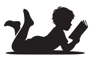 Engrossed in Reading Silhouette A Child's World of Imagination vector