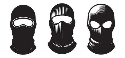 Various Balaclava Art Illustrating Anonymity and Protection Concepts vector