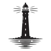 Coastal Lighthouse Silhouette Illustration Guiding Light for Mariners vector