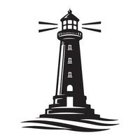 Lighthouse Silhouette Illustration for Coastal Navigation Design vector