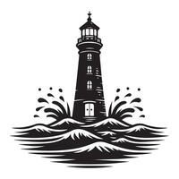 Lighthouse illustration in ocean waters for guidance and safety vector