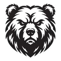 Grizzly Bear Face Fierce Expression Illustration for Design vector