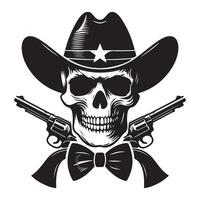 Cowboy Skull Guns Illustration Wild West Grim Reaper vector