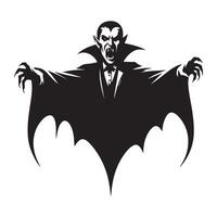 Terrifying Vampire Silhouette Art Evil Dracula Design Element vector
