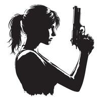 Strong Woman Silhouette Illustration with Gun for Action and Empowerment vector