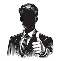 Silhouette Professional Man Giving Thumbs Up Illustration Design vector