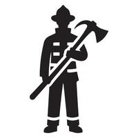 Brave firefighter silhouette image for emergency services and safety vector