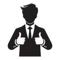 Successful businessman silhouette with double thumbs up gesture vector
