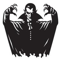 Classic vampire silhouette with menacing claws for horror themes vector