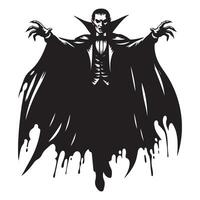 Classic vampire illustration silhouette with cape design element vector