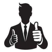 Businessman Silhouette Thumbs Up Art for Success and Approval vector