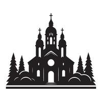 Beautiful Church Silhouette Illustration for Religious Designs and Prints vector