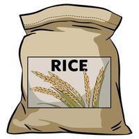 Rice in a sack isolated on white vector