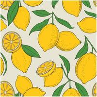 Lemon branch with leaves pattern vector