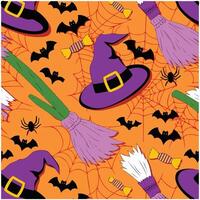 Halloween witch accessories pattern vector