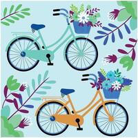 Bicycle with flowers pattern vector
