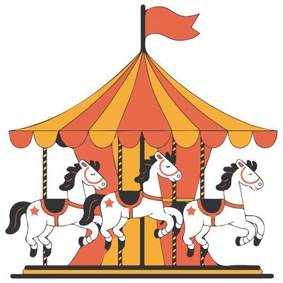 Colorful carousel with horses