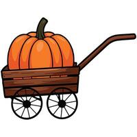 Big pumpkin in a cart vector