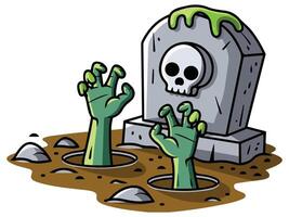 Scary zombie hands emerging from a grave vector