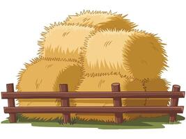 Haystack with rustic fence in a village vector